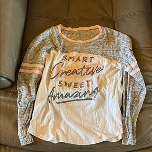 Justice Gray and White Long Sleeve Tee